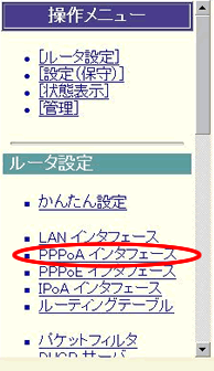 PPPoA インターフェース