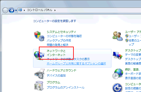 コントロールパネルの図