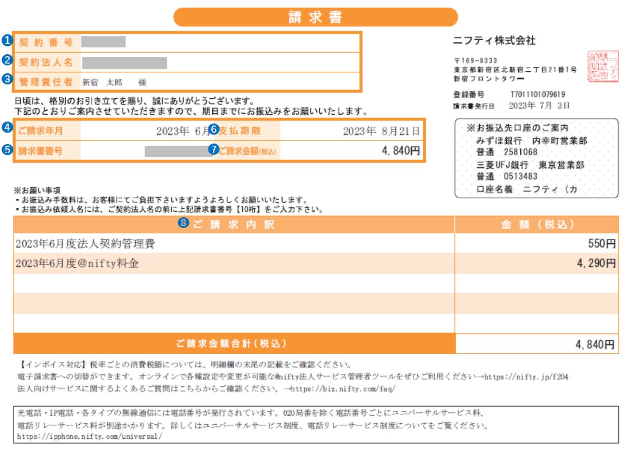 ご利用代金請求書の見方